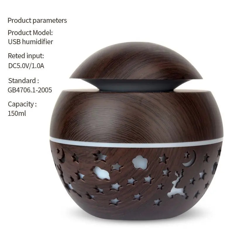 2024 Home Mushroom Head Bedroom Air Purifier USB Desktop Nebulizer Wood Texture Personalized Aromatherapy Machine Humidifier Lootquake LLC