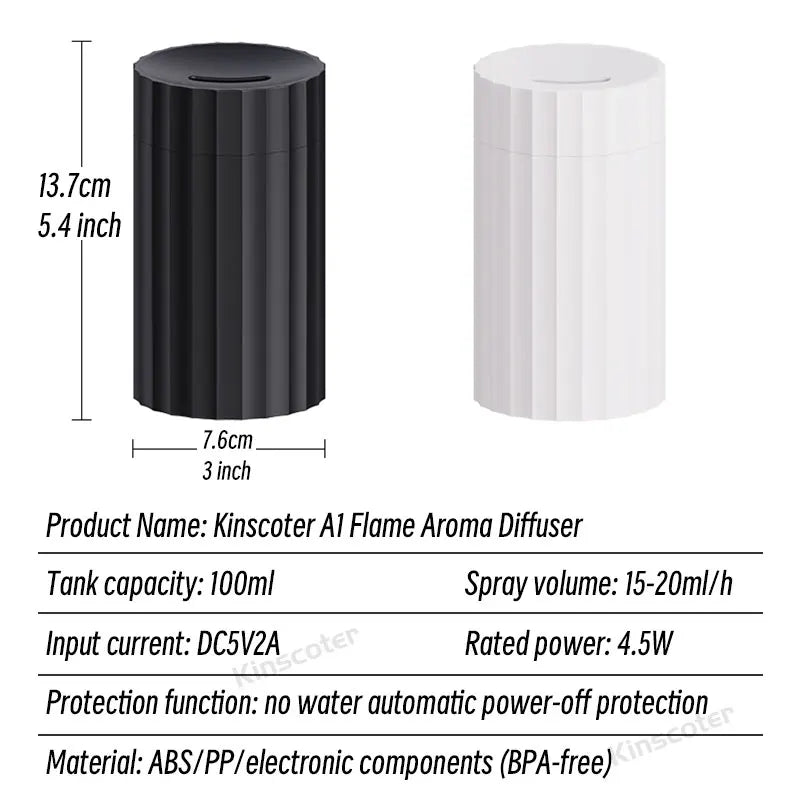Newest RGB Flame Aroma Diffuser Aromatherapy Essential Oil Difusor USB Portable Air Humidifier Ultrasonic Nebulizer For Home Car