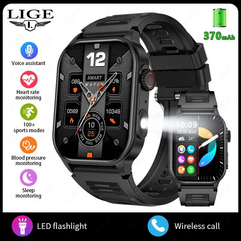LIGE FlashSmart: 2 HD, AI, Sports & Health Tracker THRIXINE