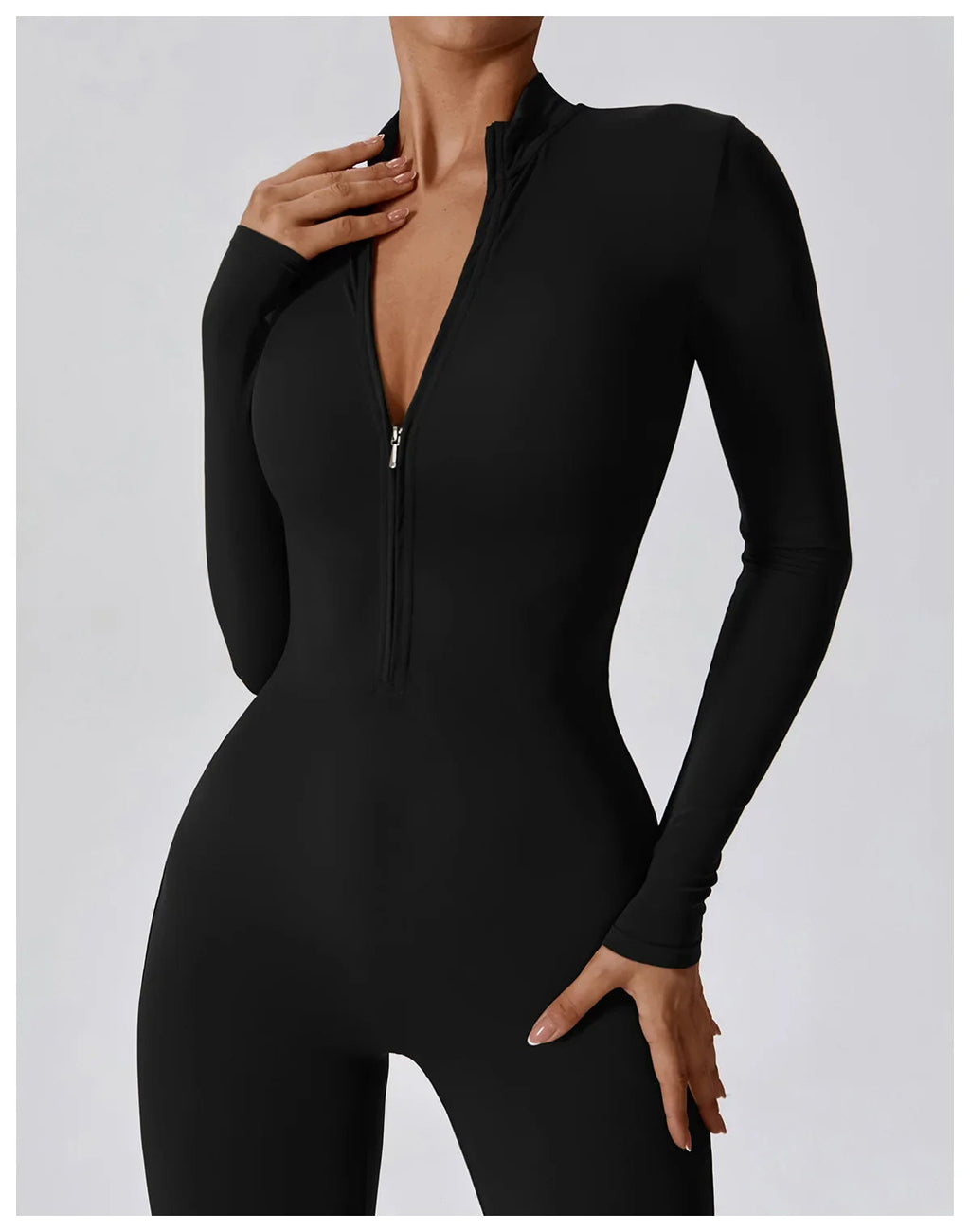 Yoga Jumpsuit Long Sleeved Zipper Rompers THRIXINE