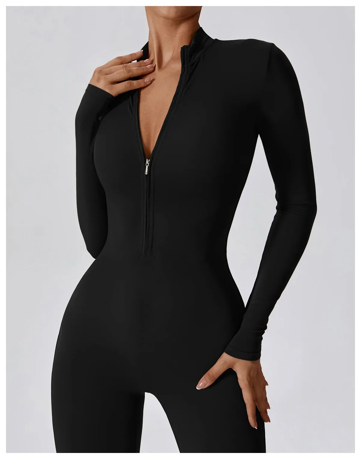 Yoga Jumpsuit Long Sleeved Zipper Rompers THRIXINE