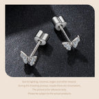 Moissanite Butterfly Clover Stud Earrings 925 Silver Diamond Cut Wedding Gift BandsCo Straps