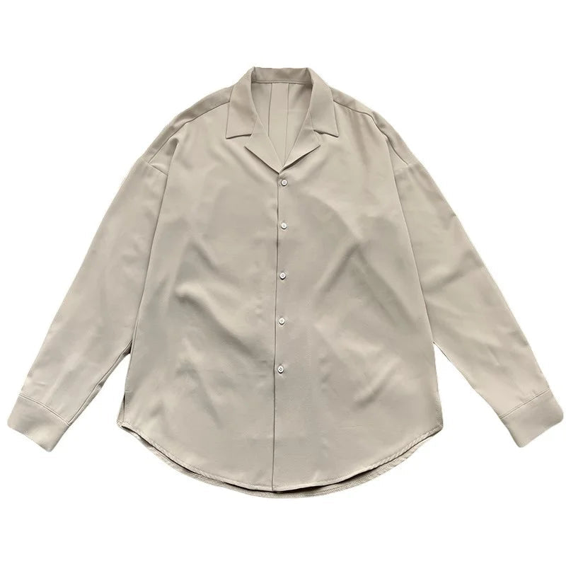 Apricot Black White Shirt Men Fashion Social Mens Dress Shirt Korean Loose Casual Long-sleeved Shirts Mens Formal Shirt M-3XL Lootquake LLC