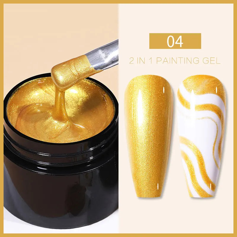 BORN PRETTY Metallic Painting Gel Gold Silver Mirror Effect Nail Polish Super Bright Drawing Line French Nail UV Painting Varnis Lootquake LLC