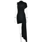 Irregular Pleated Mini Dress | Tassel Hem Streetwear Dress - Femstylo