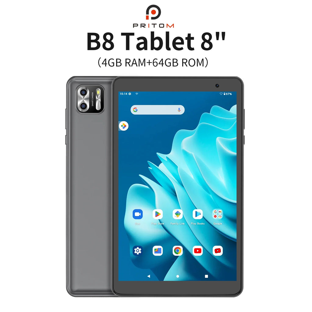 PRITOM 8 Inch Tablet Android 13, 8GB(4+4 Expand) RAM 64GB ROM,1TB Expand,1280x800 IPS Screen 5000MAH Battery,Dual Camera, WiFi Lootquake LLC