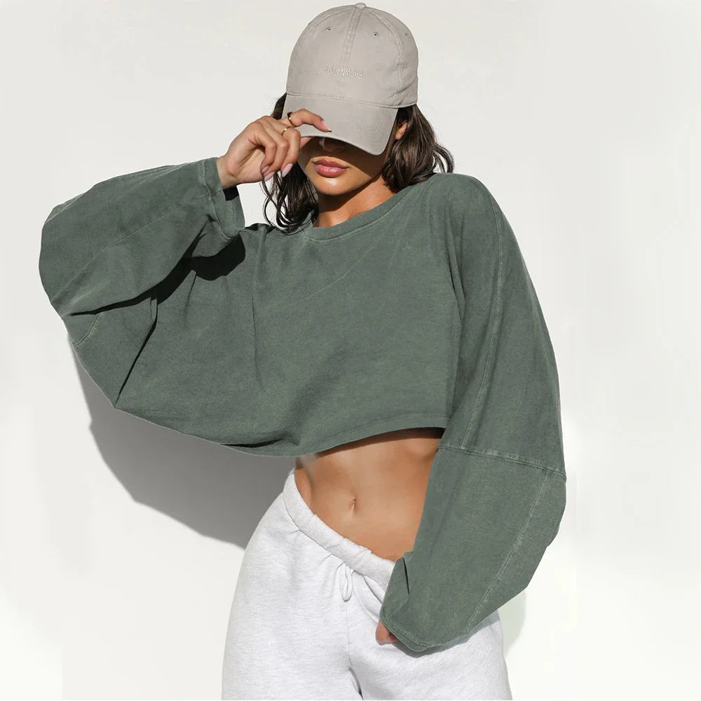 FitFlow Long Sleeve Crop Top THRIXINE