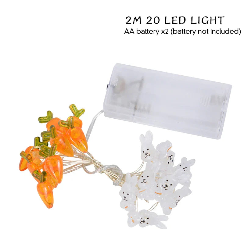 2M 20LED Easter Rabbit String Light Carrot Chick Eggs Fairy Light Garland Happy Easter Party Decoration For Home Kids Gift 2025 Lootquake LLC