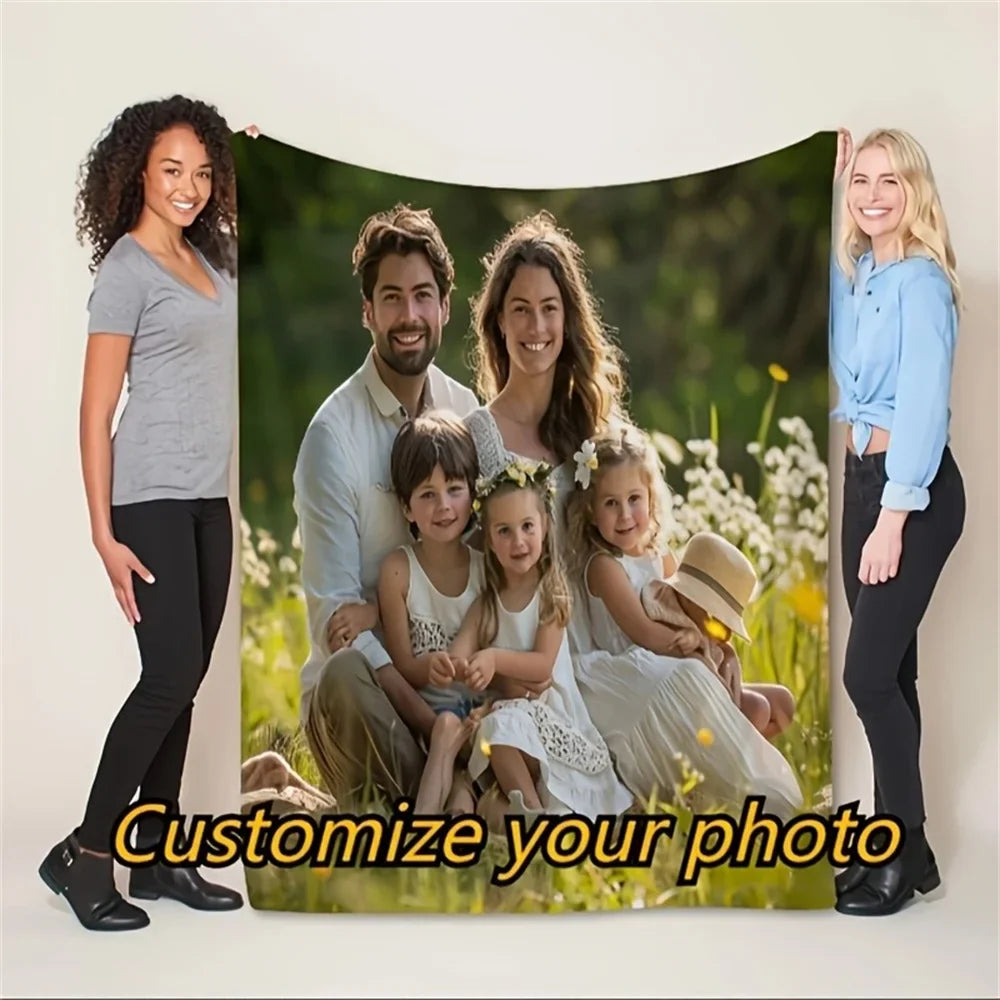 Custom Blanket With Photo Personalized Picture Blanket Memorial Family Flannel Blanket For Boy Girlfriend Lootquake LLC