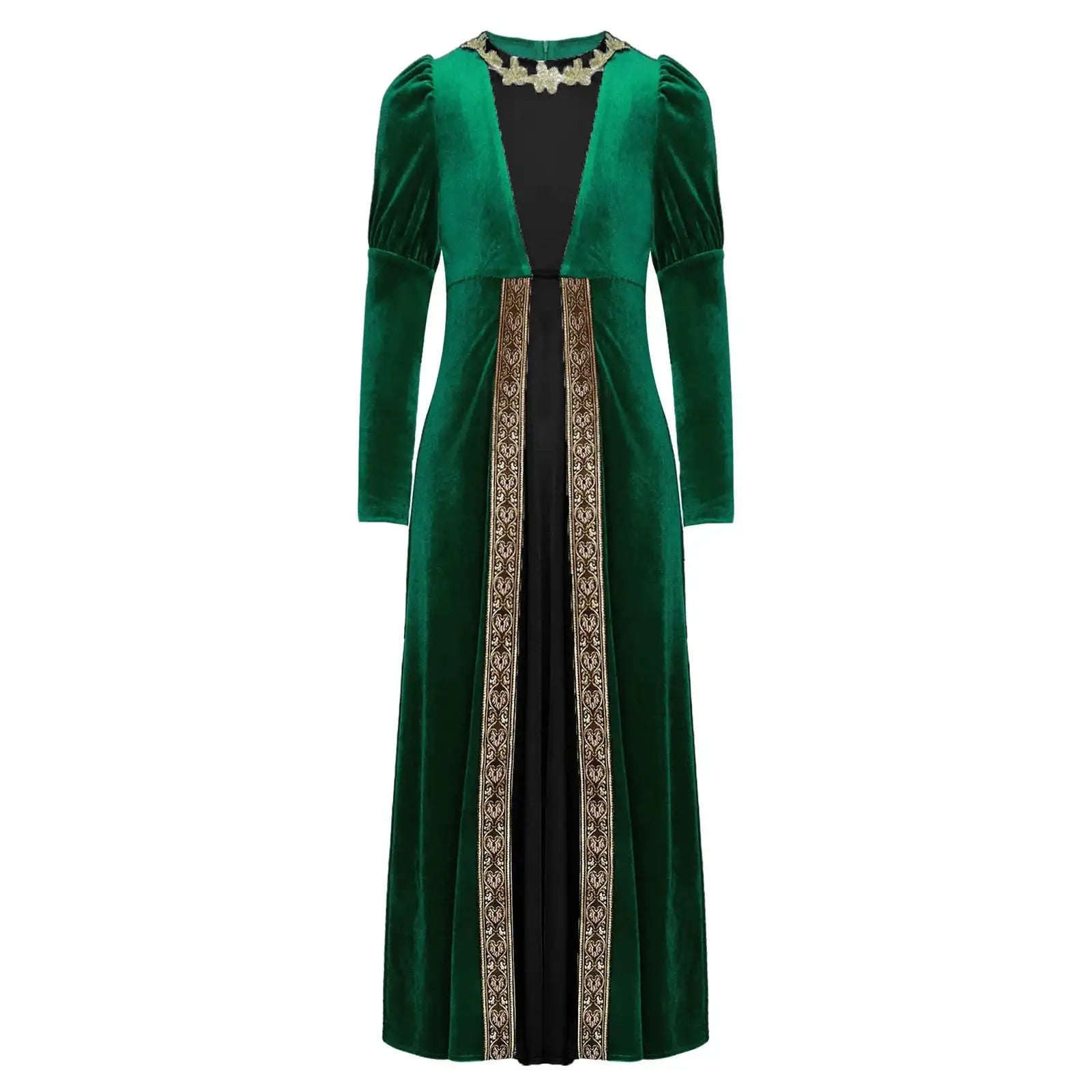 Girls Velvet Medieval Princess Dress Long Sleeve Renaissance Retro Robe Ancient Roman Long Dress for Halloween Carnival Party