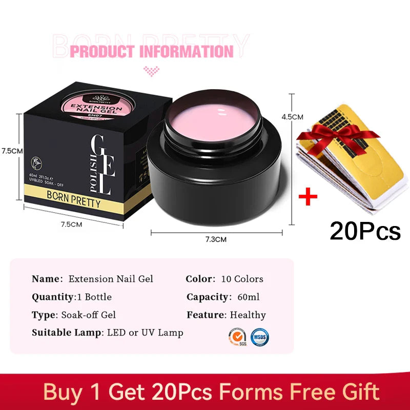 BORN PRETTY 60/30ml Hard Jelly Extension Nail Gel Polish French Nails Nude Pink White Clear Nail Supplies Gel for extension Lootquake LLC
