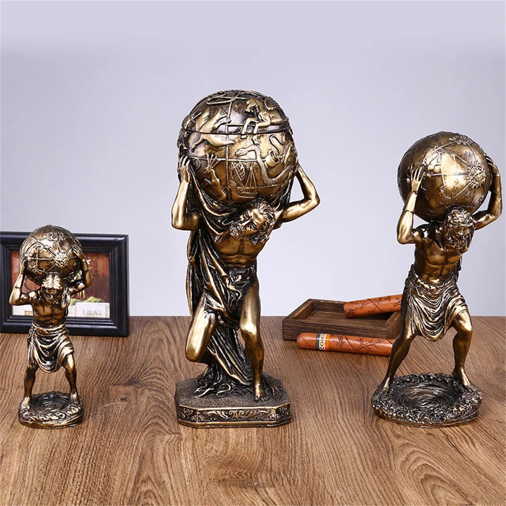 Greek Atlas Statue Mythology Decoration Titans God Resin Sculpture Decorations Desktop Vintage Greek Atlas Figurine Home Decor