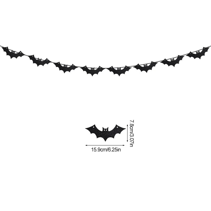 1set Halloween Decoration Banner Bunting Scary Spider Ghost Bat Hanging Garland Pull Flag Pendant For Halloween Party Home Decor Lootquake LLC