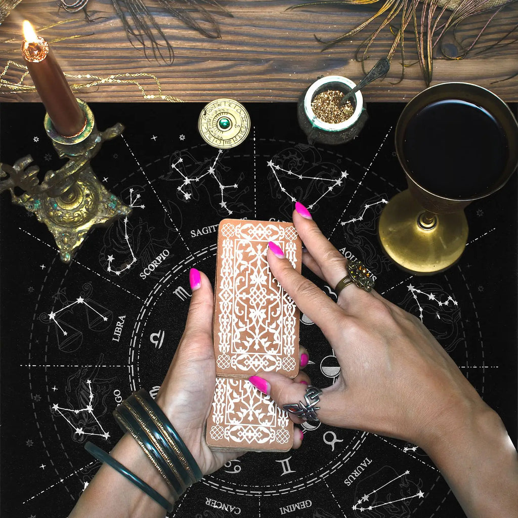 1pc Constellations Tarot Card Tablecloth Velvet Divination Altar Cloth Board Game Fortune Astrology Oracle Card Pad Tarot Decks