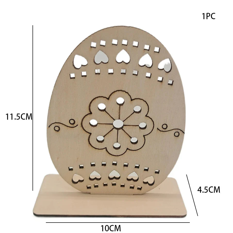 1pc Easter Wooden Egg Ornament Hollowed Rabbit Crafts For Easter Home Table Decorations Kids Handmade DIY Painting Gifts Supply Lootquake LLC