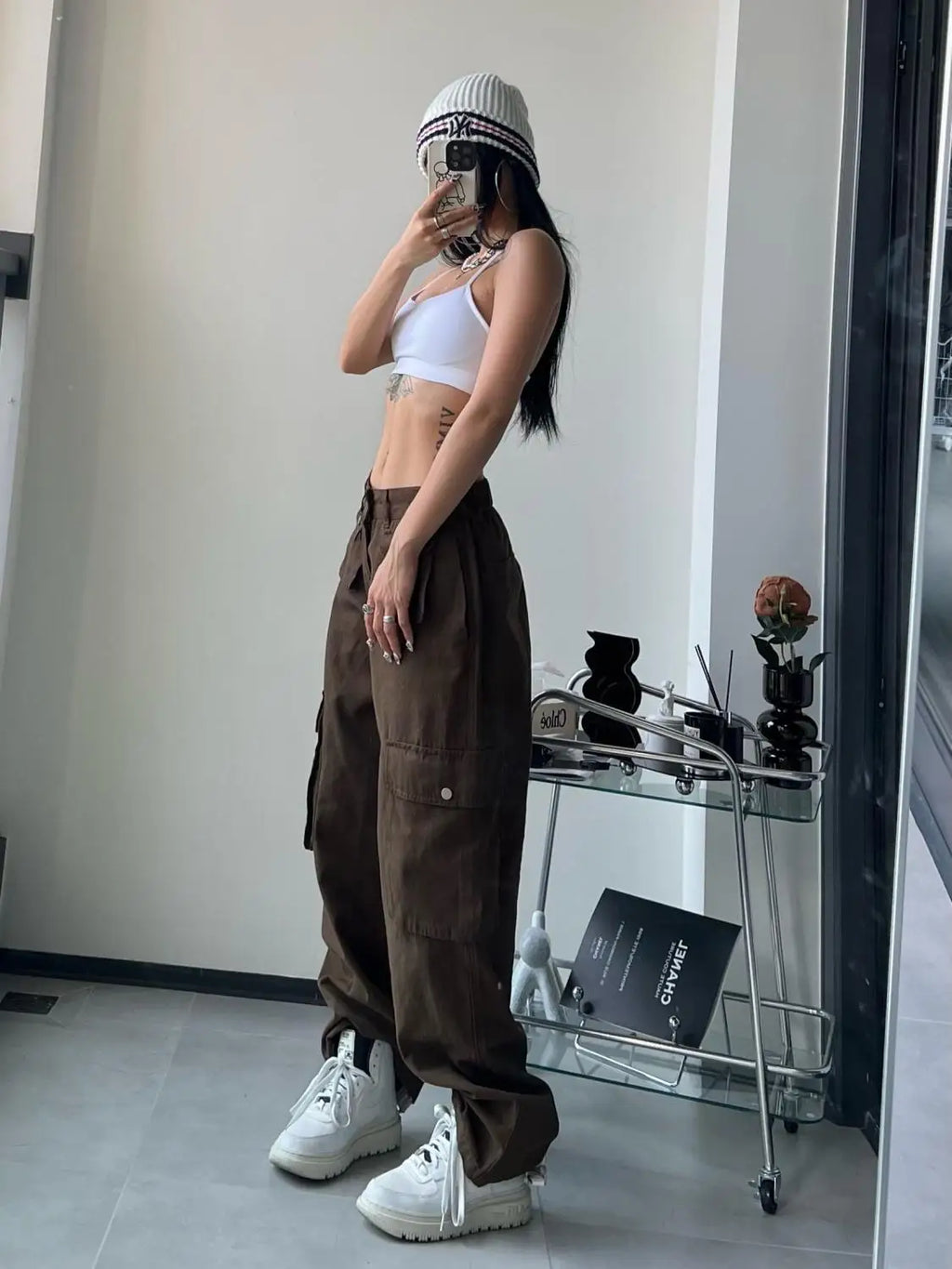 Vintage Cargo Pants Women Gyaru Brown Fashion Baggy Baddies Streetwear Hippie Trousers Casual 90s Aesthetic - SJB-DIAMOND ELITES