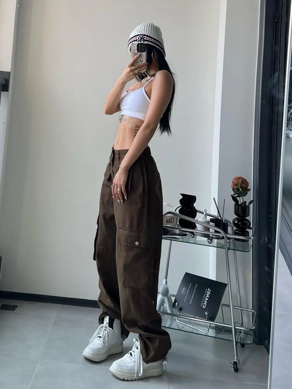 Vintage Cargo Pants Women Gyaru Brown Fashion Baggy Baddies Streetwear Hippie Trousers Casual 90s Aesthetic - SJB-DIAMOND ELITES
