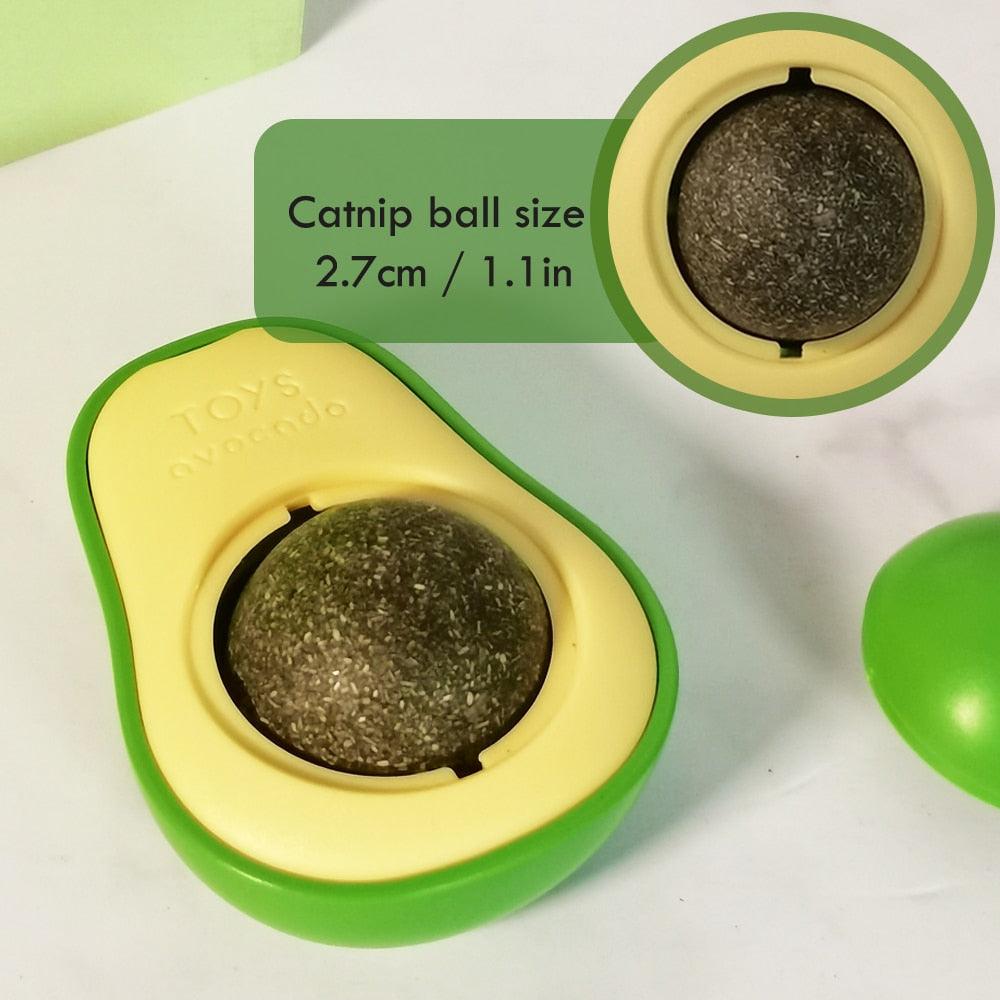 Avocado Wall Ball Cat Toys Edible Licking Balls Snack Healthy Rotatable Treats Toys Kitten Supplies Teeth Cleaning Totaling Catnip Wall Ball Toys Stevvex