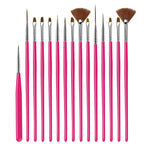 5/20Pcs Nail Art Brush Design Tip Painting Drawing Carving Dotting Pen FlatFan Liner Acrylic Gel UV Polish Manicure Tools
