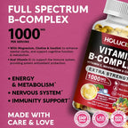 Vitamin B Complex Supplement - (B1, B2, B3, B5, B6, B7, B8, B9, B12 Folic Acid&Biotin) with Vitamin C, Inositol - Energy Healthy