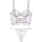 Fashion Comfortable Lace Lingerie with Steel Ring Wrapped Chest Top Bra and Panty Set Sexy Intimates Supply Underwire Female