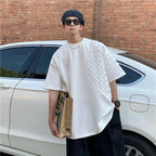 Spliced O Neck Short Sleeve Men T Shirt Summer Korean Harajuku Fashion Casual 2xl Oversized Clothing Black White Streetwear Tops Lootquake LLC