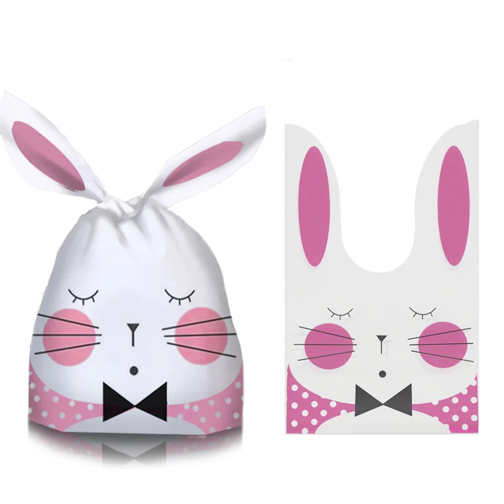 50Pcs Easter Rabbit Ear Bags Cookie Candy Gift Plastic Bags Pouch Baking Packaging for Biscuits Easter Decoration 2024 Birthday Lootquake LLC