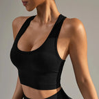 VEQKING Seamless Ribbed Racerback Sports Bra THRIXINE