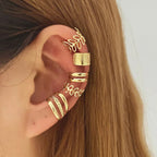 LATS Gold Color Leaves Ear Cuffs, Black Non-Piercing Ear Clip Earrings for Women & Men Lootquake LLC