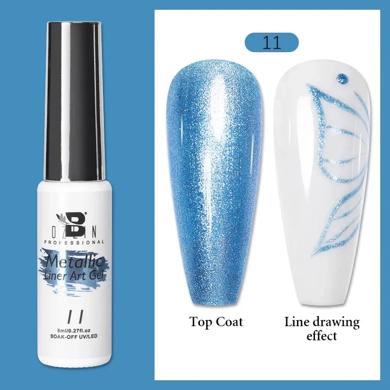 5ML Gold Silver Metallic Liner Paint Gel Polish Chrome Mirror Metal Effect Super Bright French UV LED Semi Permanent Nail Gel Lootquake LLC