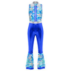 Womens Halloween Retro Hippie Cosplay Costume Party Hip-hop Dance Costume Metallic Shiny Vintage Carnival Bodysuit Jumpsuit Lootquake LLC