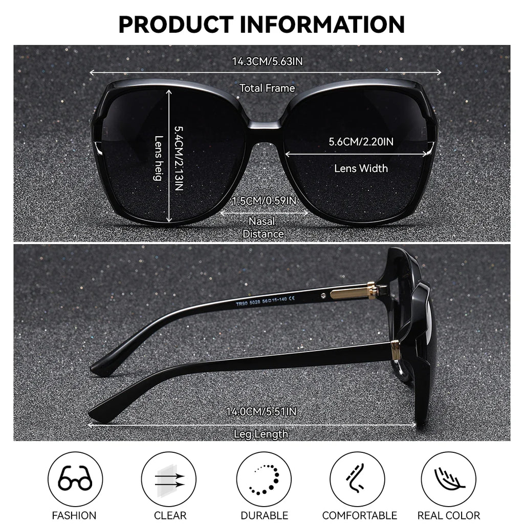 BARCUR Women’s Gradient Butterfly Frame Polarized Fashionable Sunglasses – Trendy Elegant Large PC Elliptical Design with UV400 Protection for Summer Travel Beach Shopping & Summer Style – White Gift Box Included Stevvex