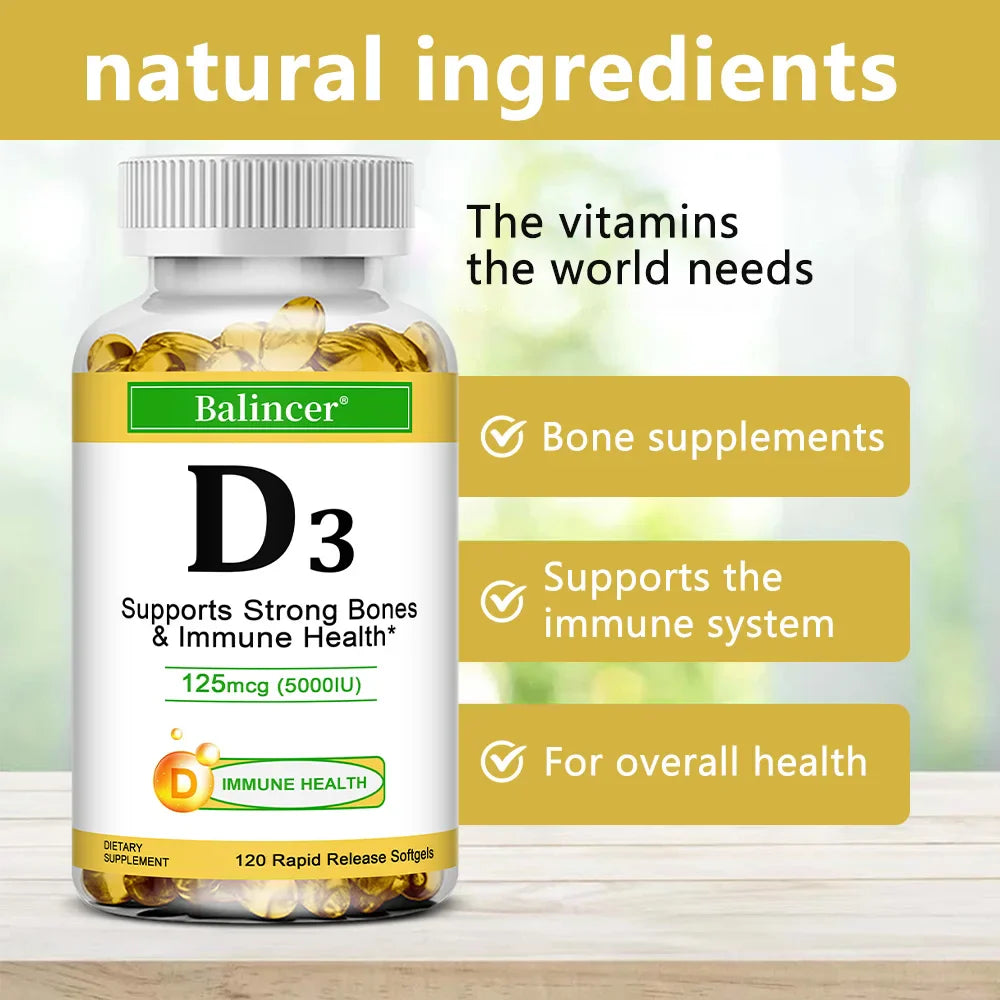 Vitamin D3 5000 IU - Supports Strong Bones & Immune Health - Gluten Free Non-GMO Vitamin D Supplement Lootquake LLC