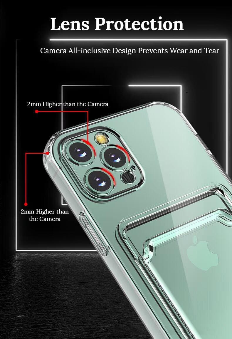 New Mini Wallet Card Holder Silicone Case for IPhone 11 12 13 Iphone 11 Pro X XS Max XR 7 8 Plus Soft Phone Cover Slim Shockproof Soft Protective Case With Cute Card Holder Stevvex