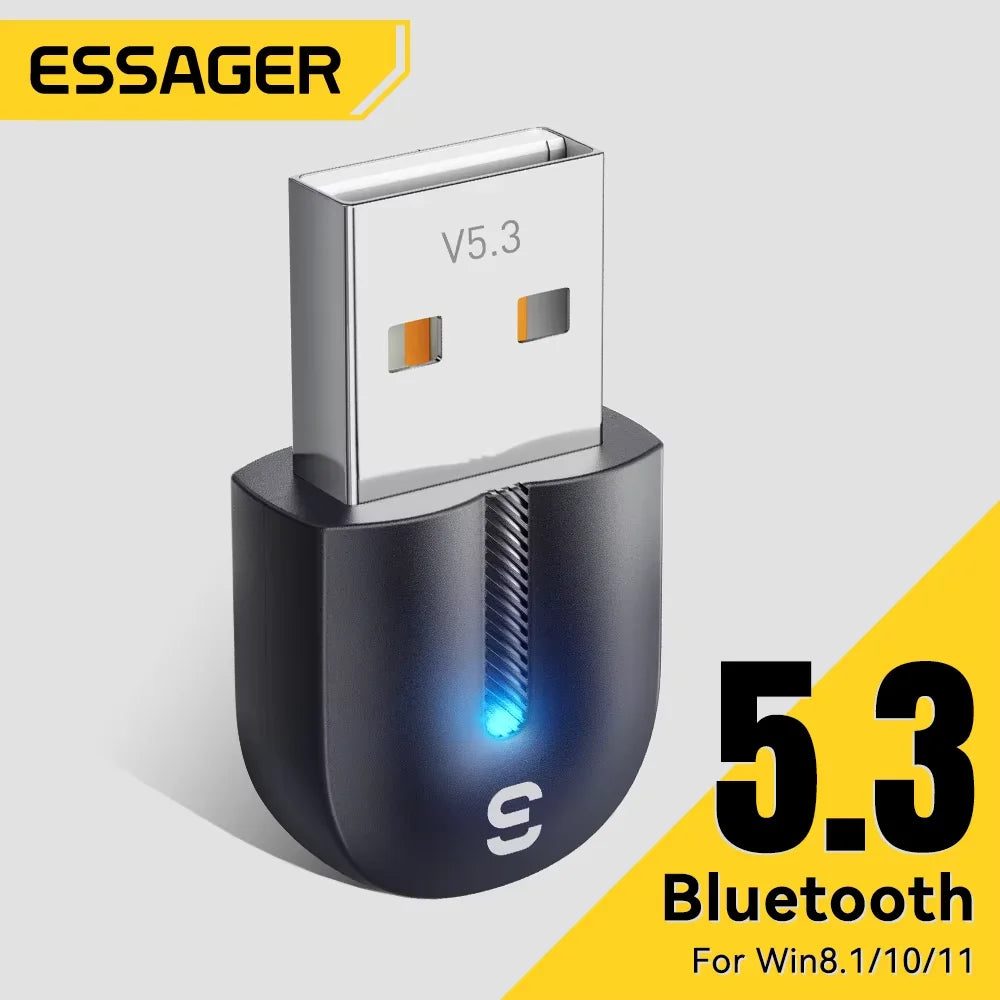 Essager USB Bluetooth 5.3 Adapter Aux Audio Receiver Transmitter For PC Speaker Laptop soundbox Wireless Mouse USB Transmitter Lootquake LLC
