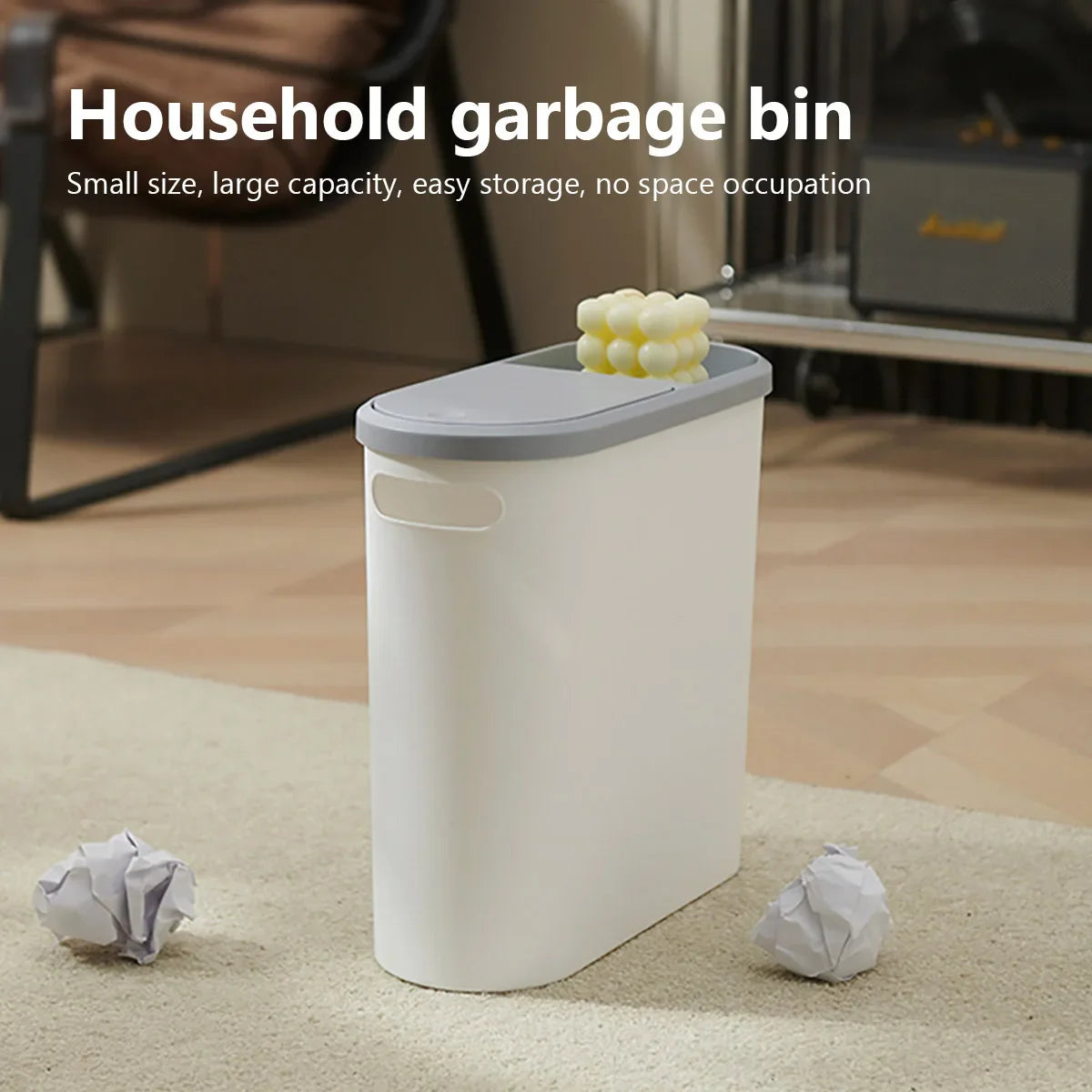 Bathroom Trash Can with Lid Large Capacity Home Creative Gap Bin Press Type Garbage Can Plastic Basket Room Kitchen Garbage Bin Lootquake LLC