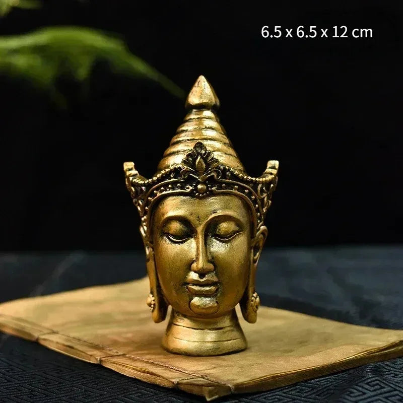 Retro Zen Buddha Statue Meditation Tathagata Monks Tibetan Buddhism Head Sculpture Home Living Room Resin Crafts Ornament