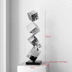 Stainless Steel Geometric Modeling Statues Modern Simple Luxury Living Room Entrance Hall Lobby Creative Sculptures Home Decor Lootquake LLC