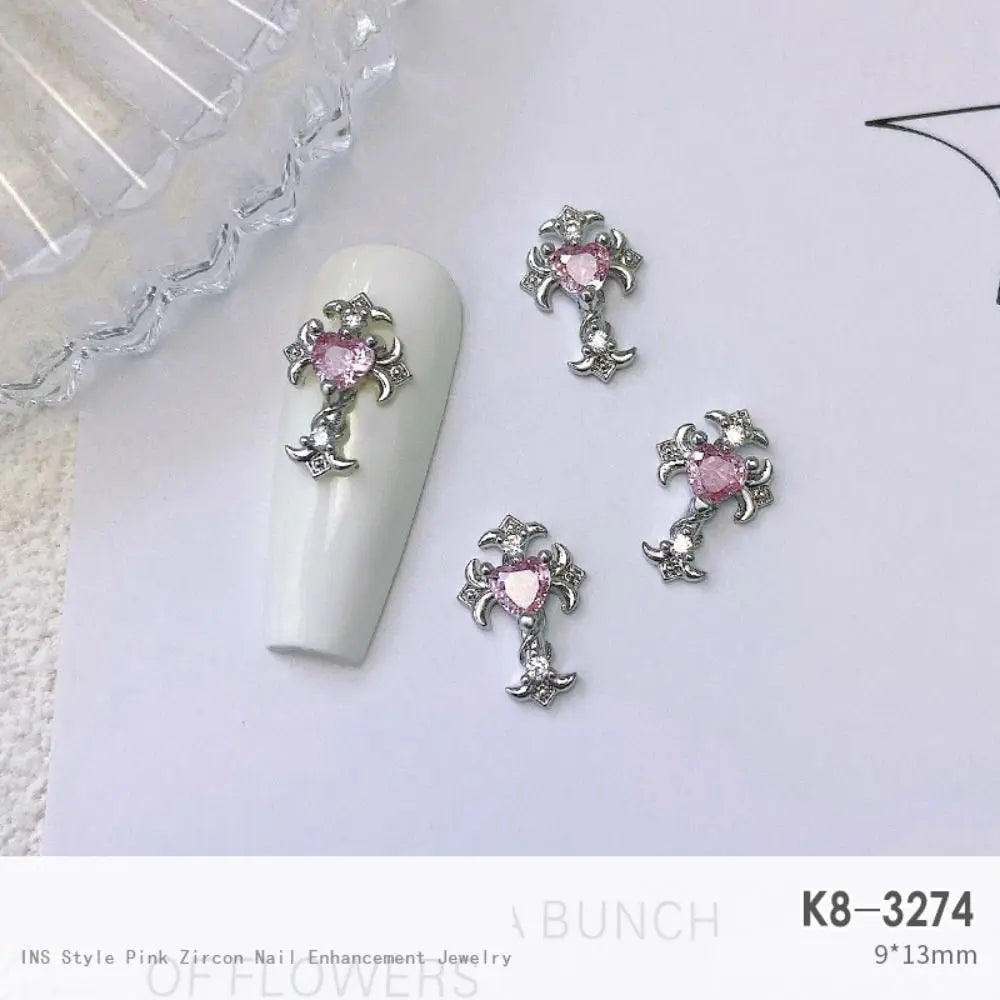 Light Luxury Charms Luxury Nails DIY Nail Charms Japanese Style Pink Jewel Nails Decor Manicure Ornaments Alloy