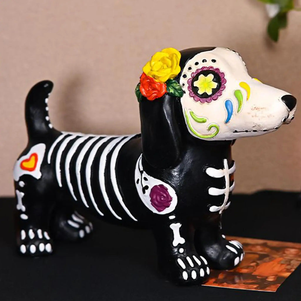 Halloween Animal Statue Skeleton Dog Cat Figurines Room Decor  Resin Halloween Decorations Table Centerpieces for Porch Patio Lootquake LLC