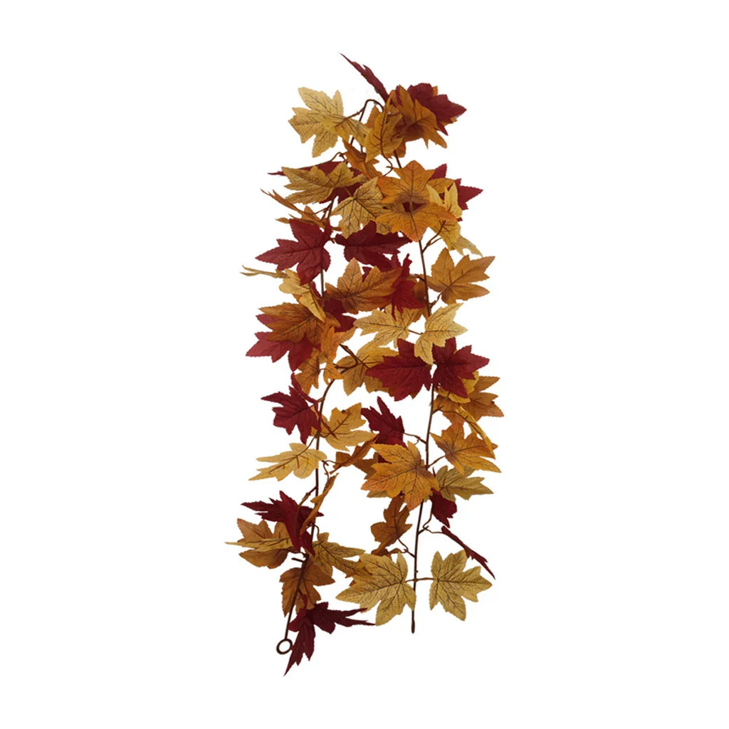 Halloween Thanksgiving Pink Decorations Artificial Fall Maple Leaves Garland Autumn Hanging Pink Pumpkins Flowers Berries Rattan Lootquake LLC