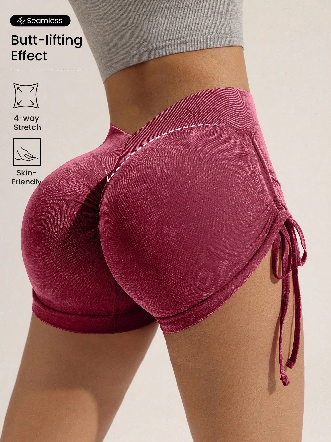 MatteFit Peach Lift Euro Style Women's Yoga Shorts THRIXINE