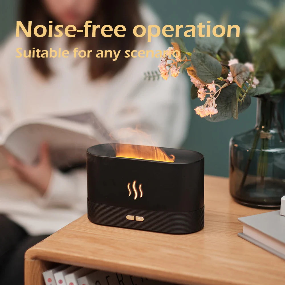 Aroma Diffuser Air Humidifier Ultrasonic Cool Mist Maker With LED Lighting Simulation Colorful Flame Fragrance Machine Lootquake LLC