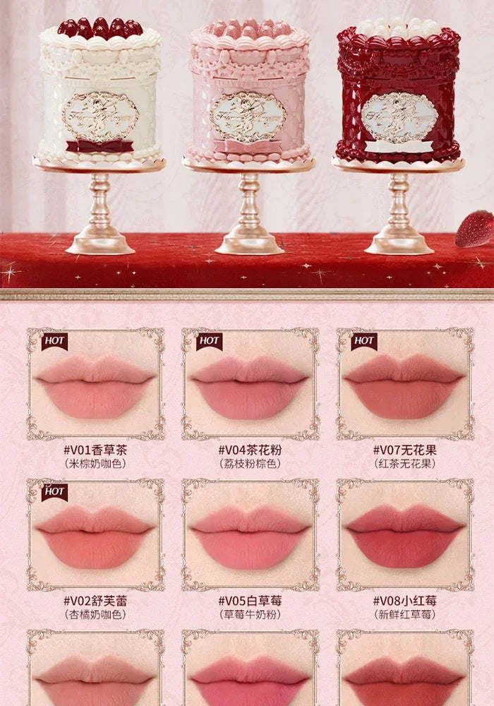Flower Knows Strawberry Cupid Cake Lip Cream Lip Mud Matte Moisturizing Lipstick Silky Smooth Lip Makeup Professional Cosmetics Lootquake LLC