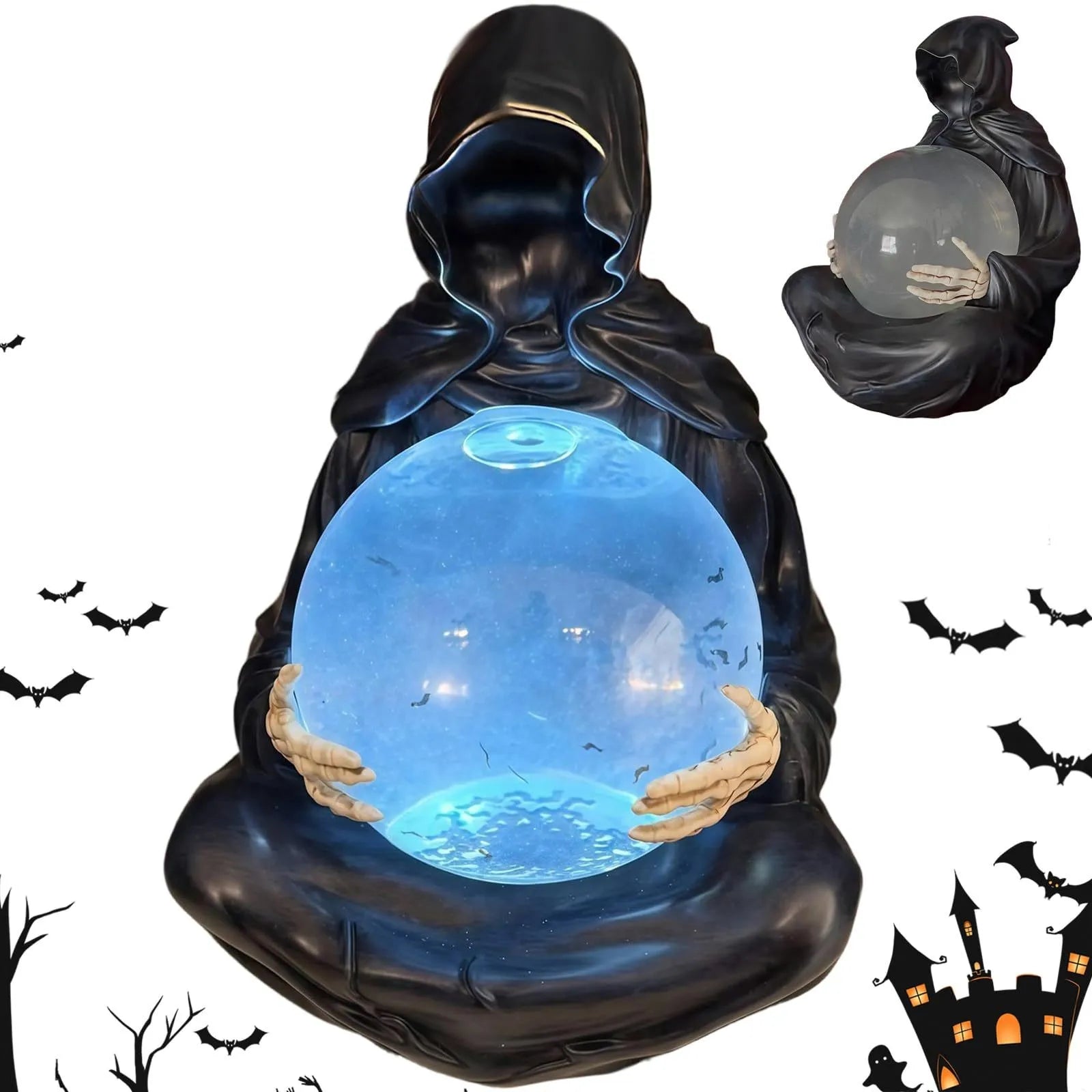 Halloween Death Water Ball Decoration Ornament Creative Home Office Desktop Decoration Halloween Theme Party Prop Festival Gift