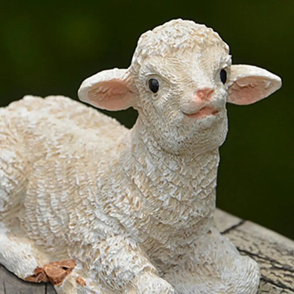 Sheep Sculpture  Cute Micro Landscape Sheep Sculpture  Synthetic Resin Animal Figurine Lootquake LLC