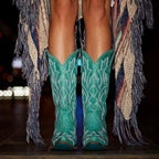 Embroidery Cowboy Boots For Women Knee High Med Calf Vintage Western Cowgirl Boots Women Heeled Casual Shoes Autumn Block Heel