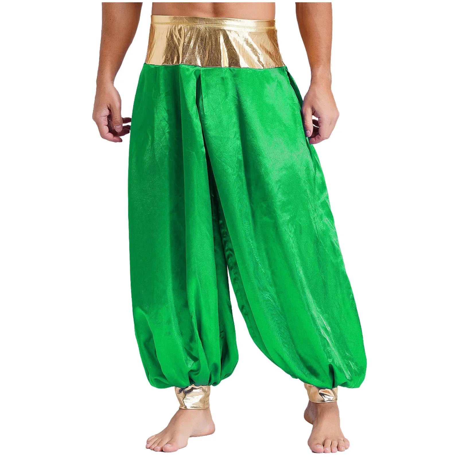 Halloween Men Arabian Indian Prince Cosplay Costume Stain Shiny Harem Trousers Arab Costume Carnival Dress Up Lantern Long Pants Lootquake LLC