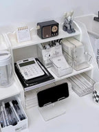 INS Stationery Desk Organizer Stackable Desktop Storage Box Clear Plastic Office Supplies Jewelry Storage Case for Books Sundry Lootquake LLC