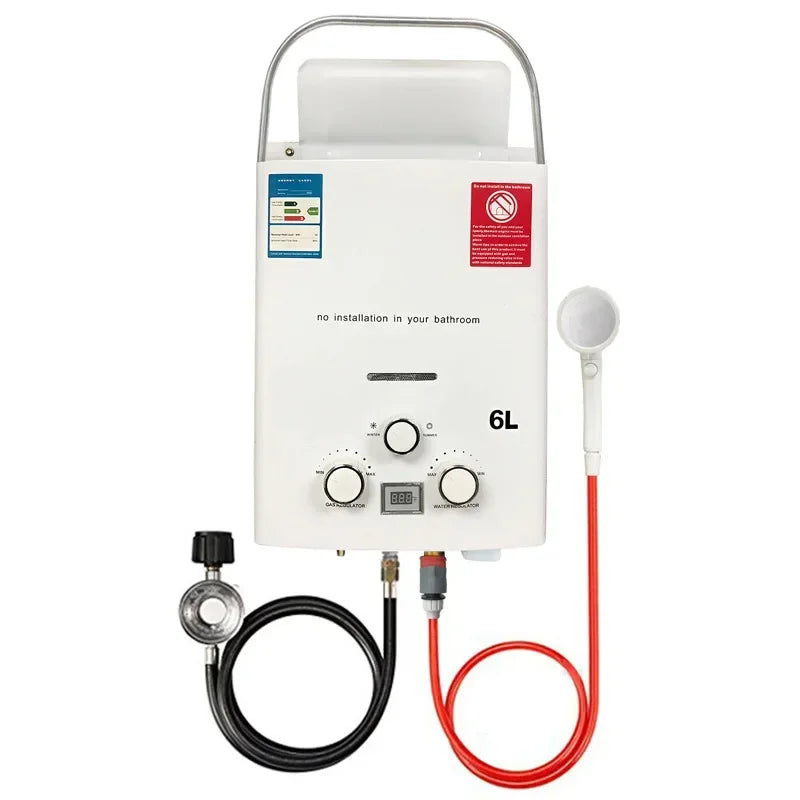 LPG Propane Gas Tankless Water Heater 6L Outdoor Camping Instant Heating Bath With Shower Head Hot Water Heater Car Truck Tent Lootquake LLC